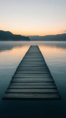 Wooden pier over a calm lake at
