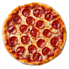 Delicious pepperoni pizza with cheese and crust isolated transparent background