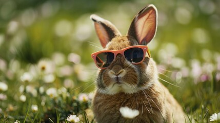 Rabbit with sunglasses illustration ai generated