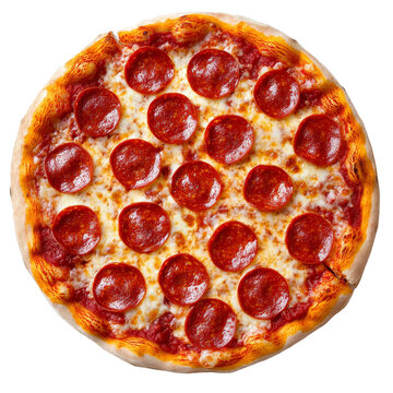 Delicious pepperoni pizza with cheese and crust isolated transparent background