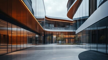 Obraz premium Modern city hall building with a sleek design and open public spaces.