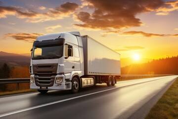 White truck transportation vehicle van.