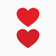 Two red hearts isolated on white background, symbolizing love, romance, and affection for valentines day celebration