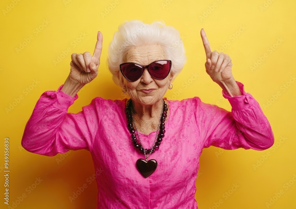 Canvas Prints Stylish elderly woman posing joyfully