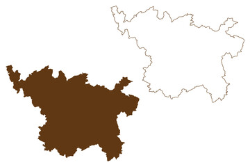 Fototapeta premium Vulkaneifel district (Federal Republic of Germany, State of Rhineland-Palatinate) map vector illustration, scribble sketch Vulkaneifel map