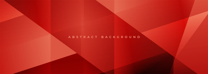 Obraz premium Red modern abstract wide banner with geometric shapes. Polygonal bright red abstract background. Vector illustration