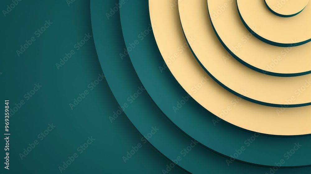Aufkleber abstract geometric background with overlapping circles in teal and beige.