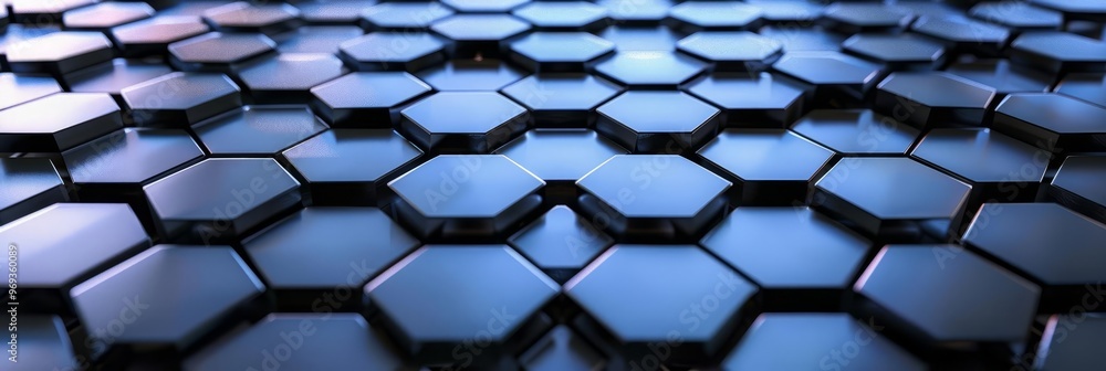 Aufkleber close-up showcases a seamless pattern of metallic hexagons with a reflective surface in varying shad