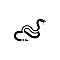 Fototapeta premium Snake outline, minimalist black and white design, danger and nature symbol with copy space