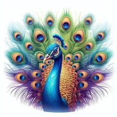 Pavo real, con sus majestuosas plumas.