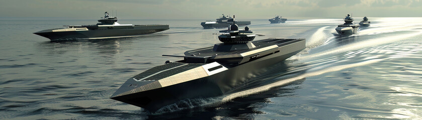 High tech naval carriers deploying unmanned vessels for maritime superiority, a glimpse into future naval warfare
