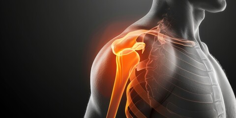 Highlighted back structure, intense shoulder ache orthopedic examination