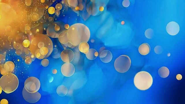 Golden drops on blue background