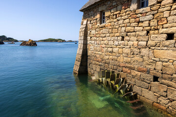 The tidal Birlot Mill, Ile de Br&eacute;hat, France