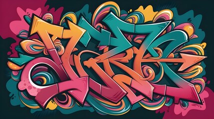 Obraz premium Abstract Colorful Graffiti Art with Arrows and Swirls