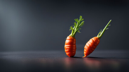 Fresh carrot Slice on Dark Background - A set carrot slice on a dark slate background, symbolizing freshness, vitality, citrus, healthy eating, and natural beauty.