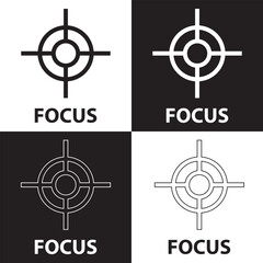 Focus icon vector sign and symbol isolated on white and black background, Focus logo concept. Vector illustration. EPS 10
