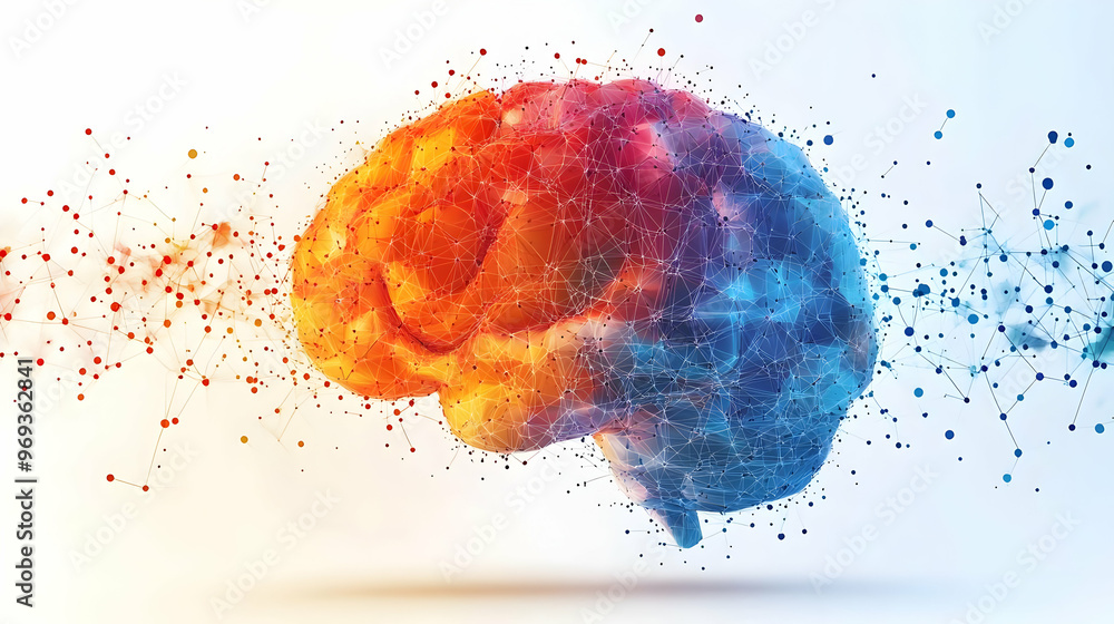 Poster a colorful brain illustration representing neural connections and cognitive processes.