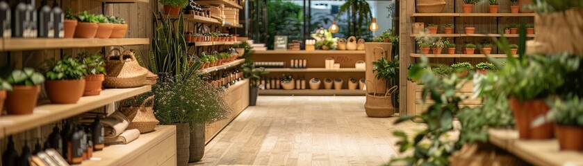 Obraz premium Launch of a sustainable product line in a retail store, highlighting ecofriendly practices