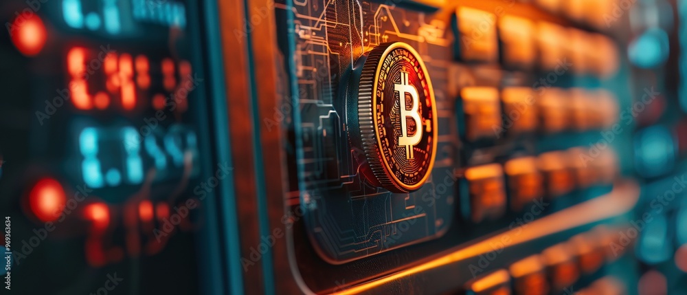 Poster macro image of a secure login for a crypto trading account, showcasing cybersecurity in digital curr