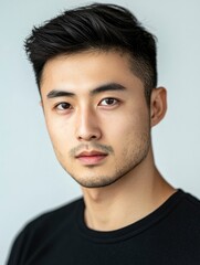 Fototapeta premium Image of young Asian man on white background with generative ai