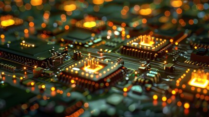 Obraz premium Nanoelectronics pushing the limits of miniaturization, leading to faster and more compact computing devices