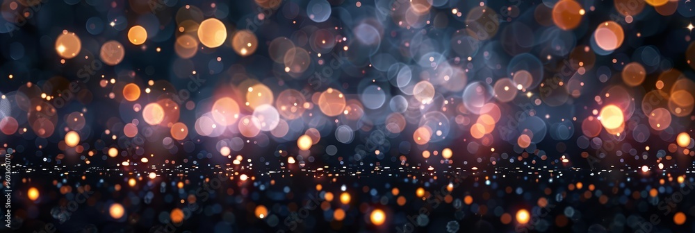 Poster abstract bokeh background with warm and cool colors.