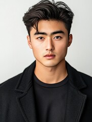 Obraz premium Image of young Asian man on white background with generative ai