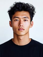 Fototapeta premium Image of young Asian man on white background with generative ai