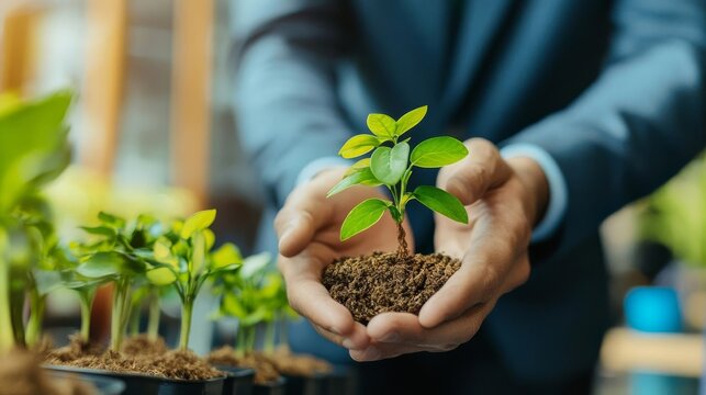 Green corporate. Business with environmentally conscious and sustainability. For next generation.