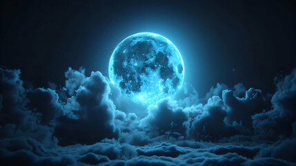 Fototapeta premium The Moon Seen Through The Clouds The Night