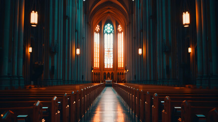 The Ceiling Large Cathedral With Glass Wind
