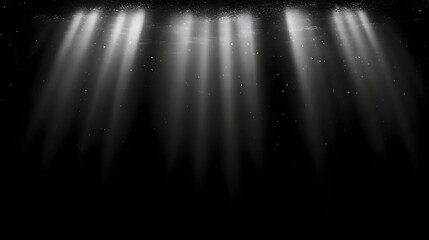 A dark background with beams of light shining through, creating a dramatic atmosphere.