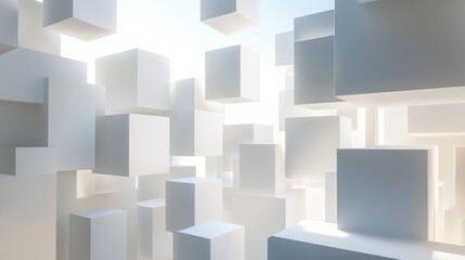 Abstract White Geometric Shapes in a Minimalist Composition