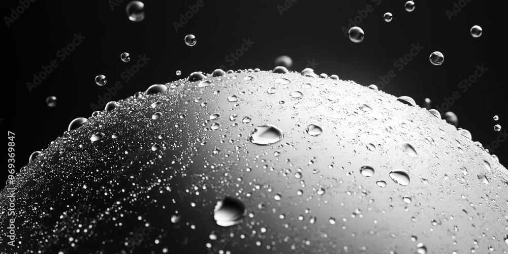 Poster Close-up of droplets on a spherical surface.