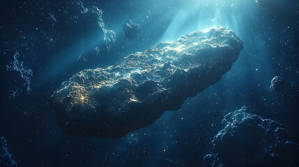 Fototapeta premium Cosmic Rock: A 3D Illustration of a Large Asteroid