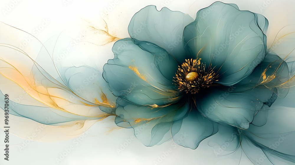 Poster a delicate, abstract flower design with soft colors and flowing lines.