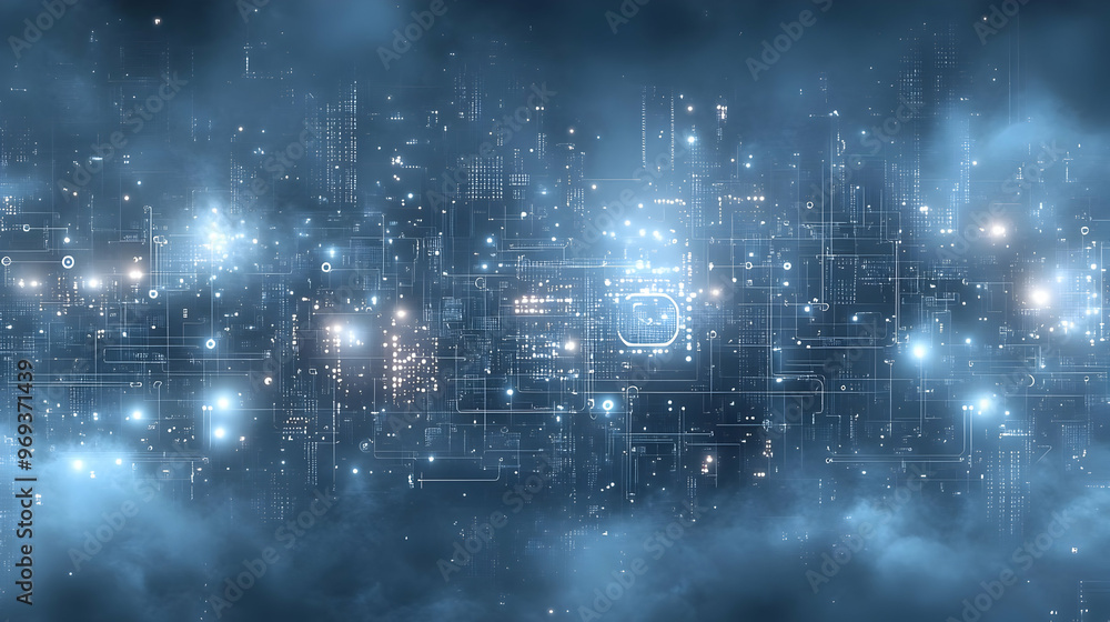 Aufkleber a digital abstract representation of technology with glowing elements and a futuristic feel.