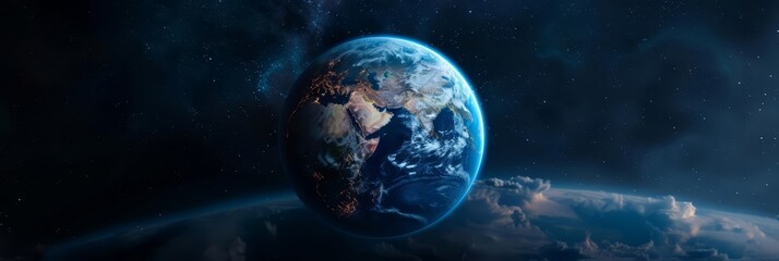 Naklejka premium A stunning image of Earth from space, showcasing its beauty and fragility.