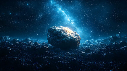 A Rocky Asteroid Field in Deep Space Illustration