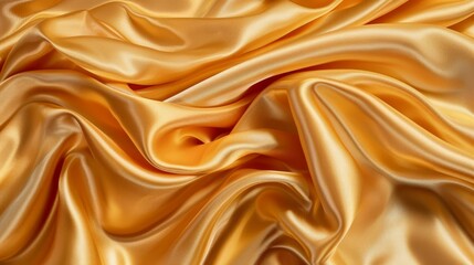 Abstract background of smooth golden satin fabric.