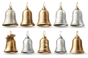 A Variety of Christmas Eve Bells in Different Sizes for a Jolly Holiday Decoration