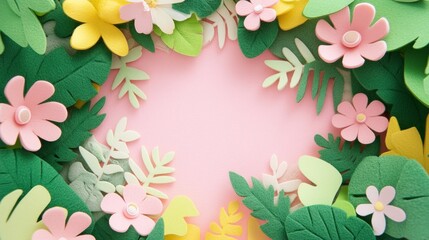 wool felt style spring flower plant design background