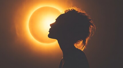 Woman Silhouette Facing the Sun During Sunset.