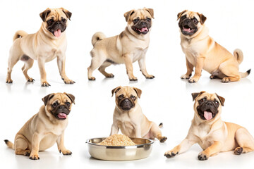 Fototapeta premium A collection of playful pug dogs in various cute poses