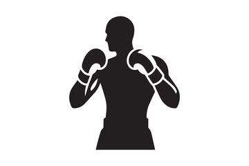 boxer, boxing competition vector silhouette illustration isolated in white background