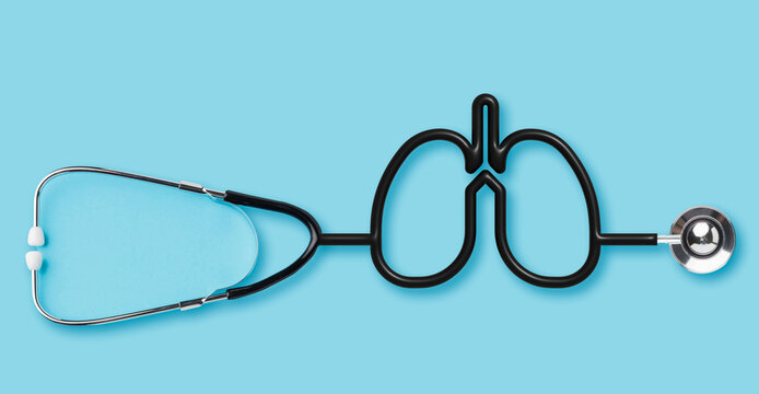 Lung shape formed from binaural ring of isolated stethoscope – Medical illustration of anatomy, diagnostic tools, and healthcare for doctor appreciation