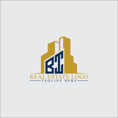 Fototapeta premium Modern BI Real Estate Logo Design with Building Silhouettes