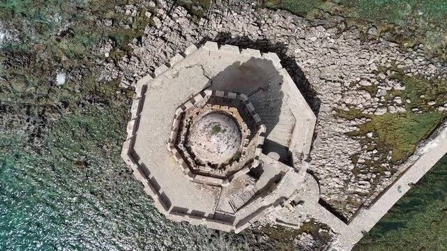 Ascending Over Time: A Skyward Journey Above Methoni Castle.
