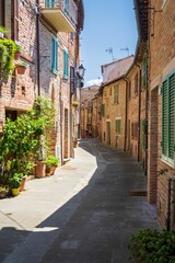 Charming cobblestone street in a European town